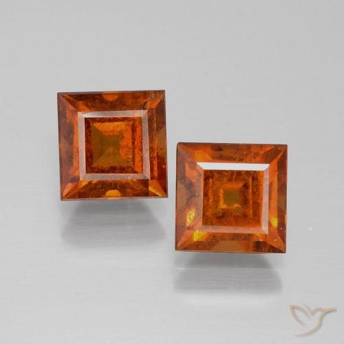 4.08ctw Naturale Arancio Medio Granato hessonite, Quadrato, VS-SI