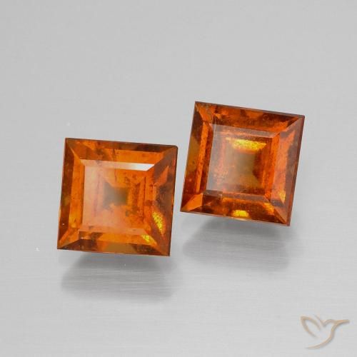 Gemme di Granato hessonite Arancio Medio naturale da 4.08 ct, Quadrato, VS-SI