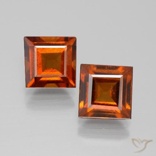 4.00ctw Naturale Arancione scuro Granato hessonite, Quadrato, VS