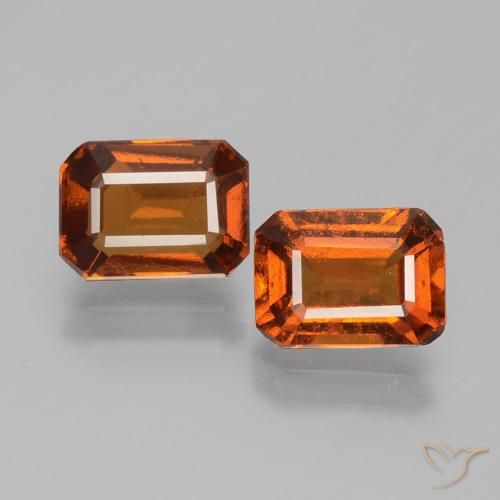 2.38ctw Naturale Arancione rossastra Granato hessonite, Taglio smeraldo, VS-SI
