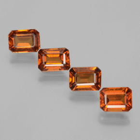 Gemme di Granato hessonite Arancione scuro naturale da 4.42 ct, Taglio smeraldo, VS