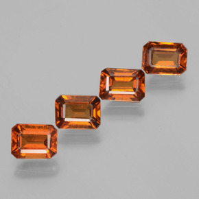 Gemme di Granato hessonite Arancione scuro naturale da 4.42 ct, Taglio smeraldo, VS