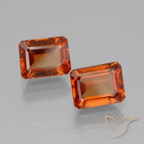 Gemme di Granato hessonite Arancione rossastra naturale da 2.92 ct, Ottagonale / Taglio smeraldo, VS