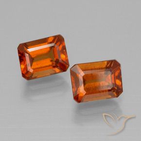 Gemme di Granato hessonite Arancio Medio naturale da 2.92 ct, Ottagonale / Taglio smeraldo, VS