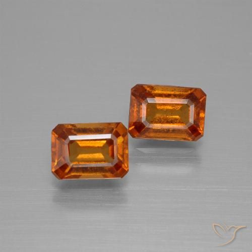2.20ctw Naturale Arancione scuro Granato hessonite, Taglio smeraldo, VS