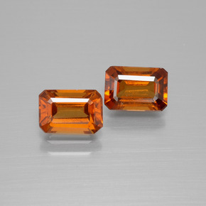 Granato essonite naturale arancione da 2,63 ct, taglio smeraldo, VS
