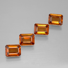 Granato essonite naturale arancione da 4,04 ct, taglio smeraldo, VS