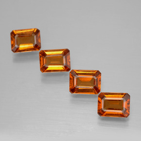 Granato essonite naturale arancione da 4,04 ct, taglio smeraldo, VS