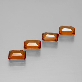 Granato essonite naturale arancione da 4,04 ct, taglio smeraldo, VS