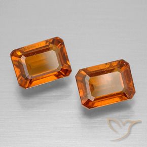 Gemme di Granato hessonite Arancio medio-scuro naturale da 3.04 ct, Ottagonale / Taglio smeraldo, VS