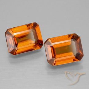 Gemme di Granato hessonite Arancione Ambra naturale da 2.97 ct, Ottagonale / Taglio smeraldo, VS-SI
