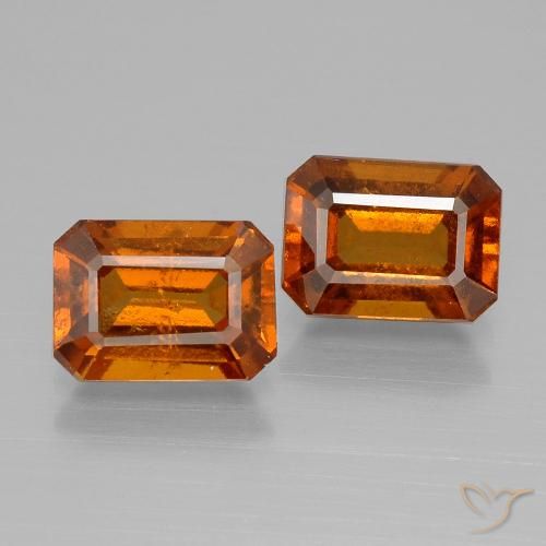 3.14ctw Naturale Arancione scuro Granato hessonite, Taglio smeraldo, VS-SI