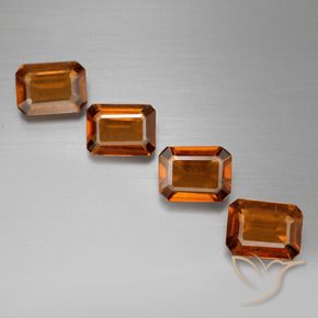Gemme di Granato hessonite Arancio Medio naturale da 4.66 ct, Ottagonale / Taglio smeraldo, VS
