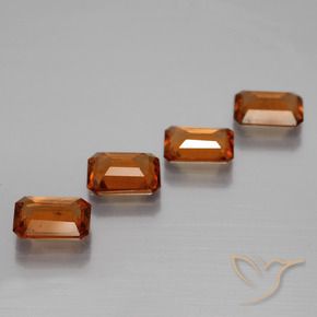 Gemme di Granato hessonite Arancio Medio naturale da 4.66 ct, Ottagonale / Taglio smeraldo, VS