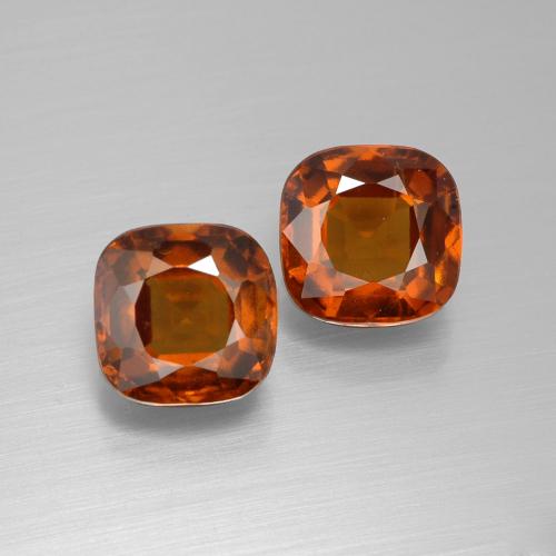 Gemme di granato essonite arancio medio naturale da 5,38 ct, taglio a cuscino, VS