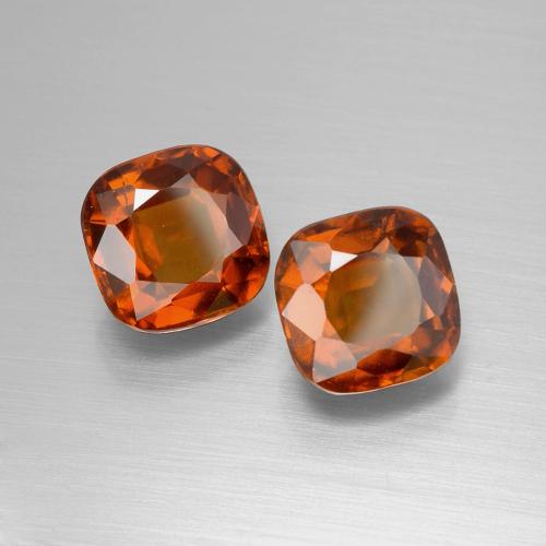 Gemme di granato essonite arancio medio naturale da 5,38 ct, taglio a cuscino, VS