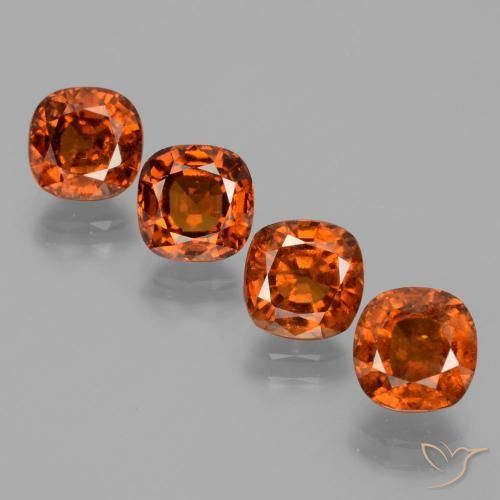 7.49ctw Naturale Arancio Medio Granato hessonite, Cuscino, VS-SI