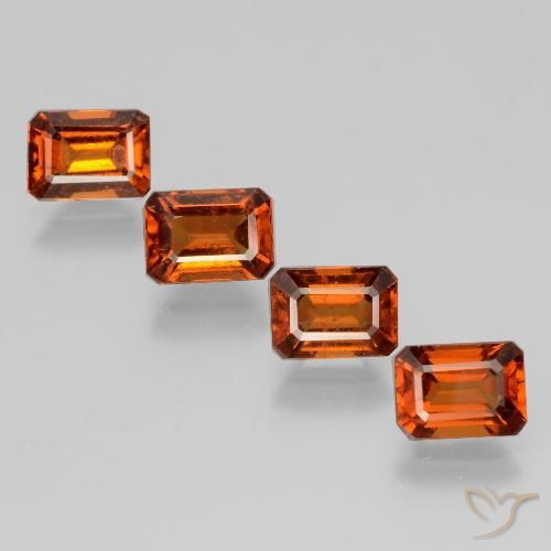 4.90ctw Naturale Arancione scuro Granato hessonite, Taglio smeraldo, VS