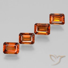 Gemme di Granato hessonite Arancione scuro naturale da 4.90 ct, Ottagonale / Taglio smeraldo, VS