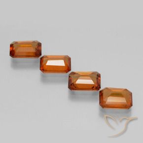 Gemme di Granato hessonite Arancione scuro naturale da 6.03 ct, Ottagonale / Taglio smeraldo, VS