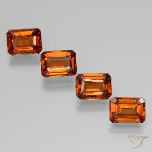 4.36ctw Naturale Arancio Medio Granato hessonite, Taglio smeraldo, VS