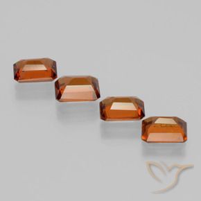 Gemme di Granato hessonite Arancio Medio naturale da 4.36 ct, Ottagonale / Taglio smeraldo, VS