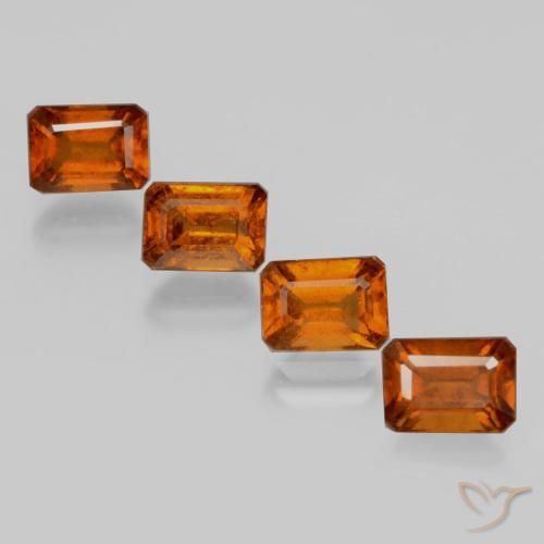 5.56ctw Naturale Arancione scuro Granato hessonite, Taglio smeraldo, VS-SI