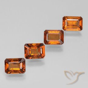 Gemme di Granato hessonite Arancione scuro naturale da 4.24 ct, Ottagonale / Taglio smeraldo, VS-SI