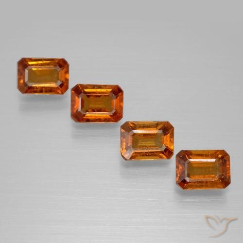 3.76ctw Naturale Arancio medio-scuro Granato hessonite, Taglio smeraldo, VS
