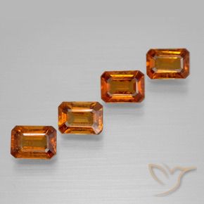 Gemme di Granato hessonite Arancio medio-scuro naturale da 3.76 ct, Ottagonale / Taglio smeraldo, VS