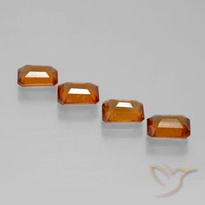 Gemme di Granato hessonite Arancio medio-scuro naturale da 3.76 ct, Ottagonale / Taglio smeraldo, VS