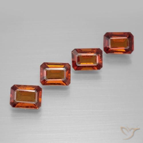 3.84ctw Naturale Arancio Medio Granato hessonite, Taglio smeraldo, VS