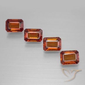 Gemme di Granato hessonite Arancio Medio naturale da 3.84 ct, Ottagonale / Taglio smeraldo, VS