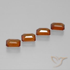 Gemme di Granato hessonite Arancio Medio naturale da 3.84 ct, Ottagonale / Taglio smeraldo, VS