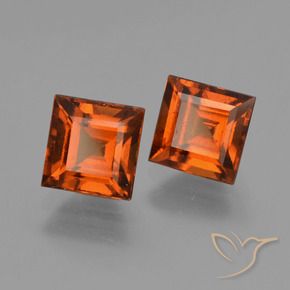 Gemme di Granato hessonite Arancio Medio naturale da 2.80 ct, Quadrato, VS