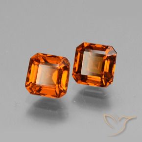 Gemme di Granato hessonite Arancio Medio naturale da 2.91 ct, Ottagonale / Taglio smeraldo, VS