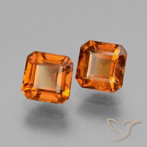 Gemme di Granato hessonite Arancio medio-scuro naturale da 2.96 ct, Ottagonale / Taglio smeraldo, VS