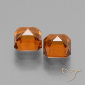 Gemme di Granato hessonite Arancio medio-scuro naturale da 2.96 ct, Ottagonale / Taglio smeraldo, VS