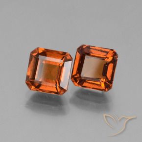 Gemme di Granato hessonite Arancione rossastra naturale da 2.90 ct, Ottagonale / Taglio smeraldo, VS
