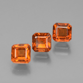 Granato essonite naturale arancione da 2,46 ct, taglio smeraldo, VS