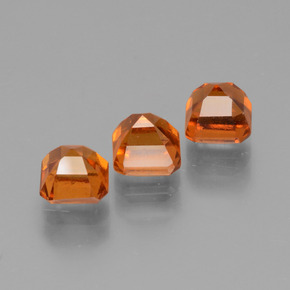 Granato essonite naturale arancione da 2,46 ct, taglio smeraldo, VS