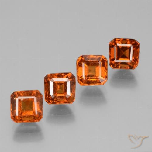 3.59ctw Naturale Arancia Fuoco Granato hessonite, Taglio smeraldo, VS