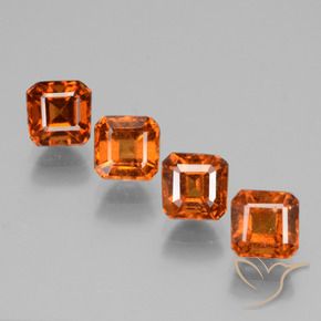 Gemme di Granato hessonite Arancia Fuoco naturale da 3.59 ct, Ottagonale / Taglio smeraldo, VS