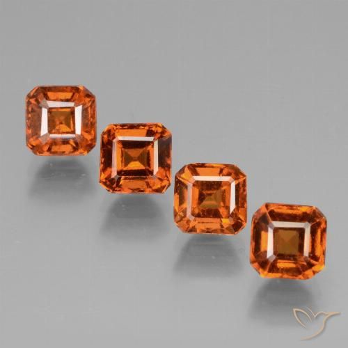 3.69ctw Naturale Arancione scuro Granato hessonite, Taglio smeraldo, VS