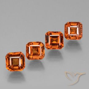 Gemme di Granato hessonite Arancione scuro naturale da 3.69 ct, Ottagonale / Taglio smeraldo, VS