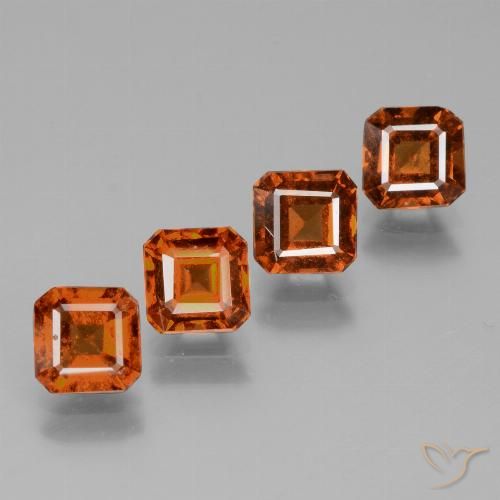3.09ctw Naturale Arancione scuro Granato hessonite, Taglio smeraldo, VS