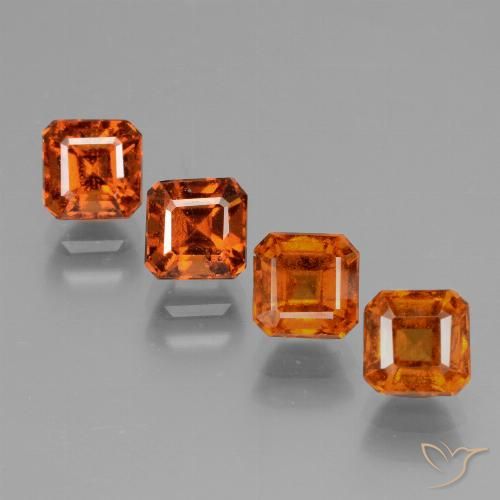 3.91ctw Naturale Arancione scuro Granato hessonite, Taglio smeraldo, VS