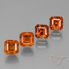 Gemme di Granato hessonite Arancione scuro naturale da 3.91 ct, Ottagonale / Taglio smeraldo, VS
