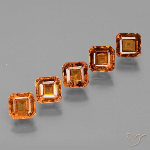 4.34ctw Naturale Arancione scuro Granato hessonite, Taglio smeraldo, VS