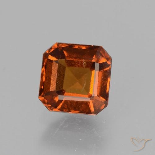 1.35ct Naturale Arancione scuro Granato hessonite, Taglio smeraldo, VS-SI
